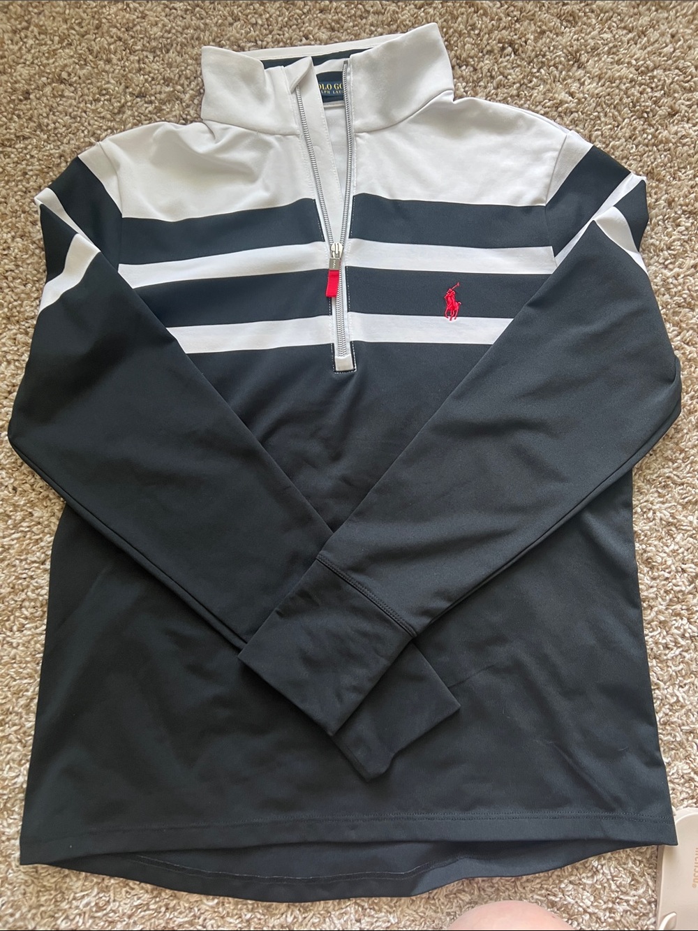 Polo Ralph Lauren Black & White Striped Quarter-Zip Pullover
